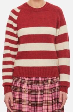 Molly Goddard XS maroon Ines striped wool sweater